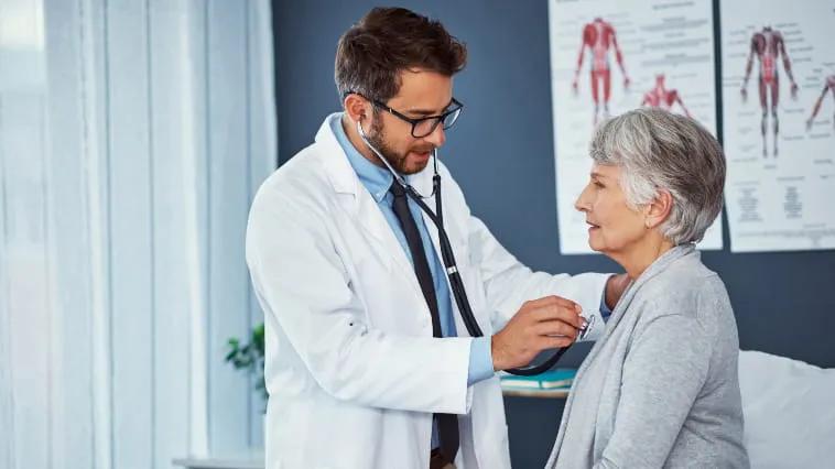 Physician examining patient