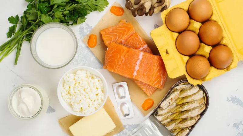 Sources of vitamin D on table