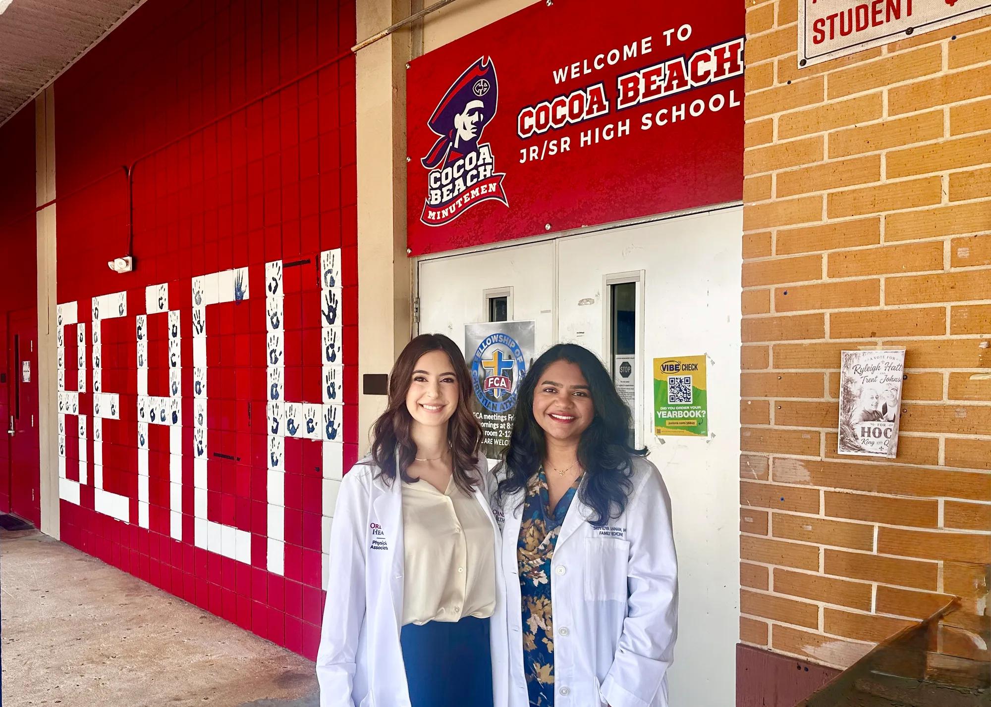 Dr. Srividya Kannan and Dr. Anita Fazeli at Cocoa Beach High School