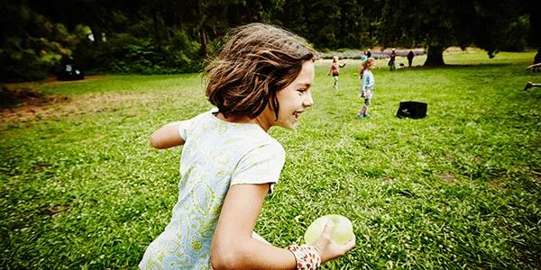 Girl running in a park
